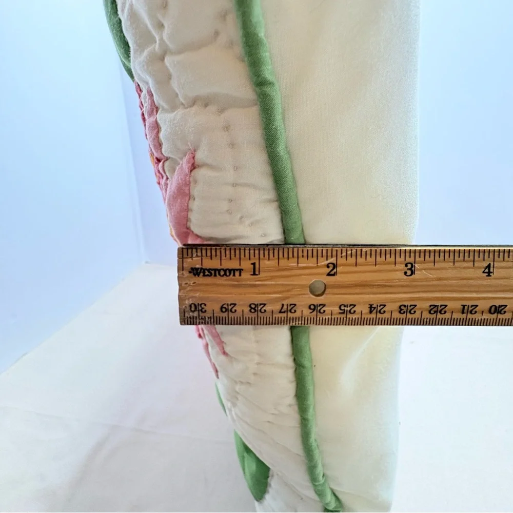 Handmade Quilted Pillow Pink /Green I think protea Design.